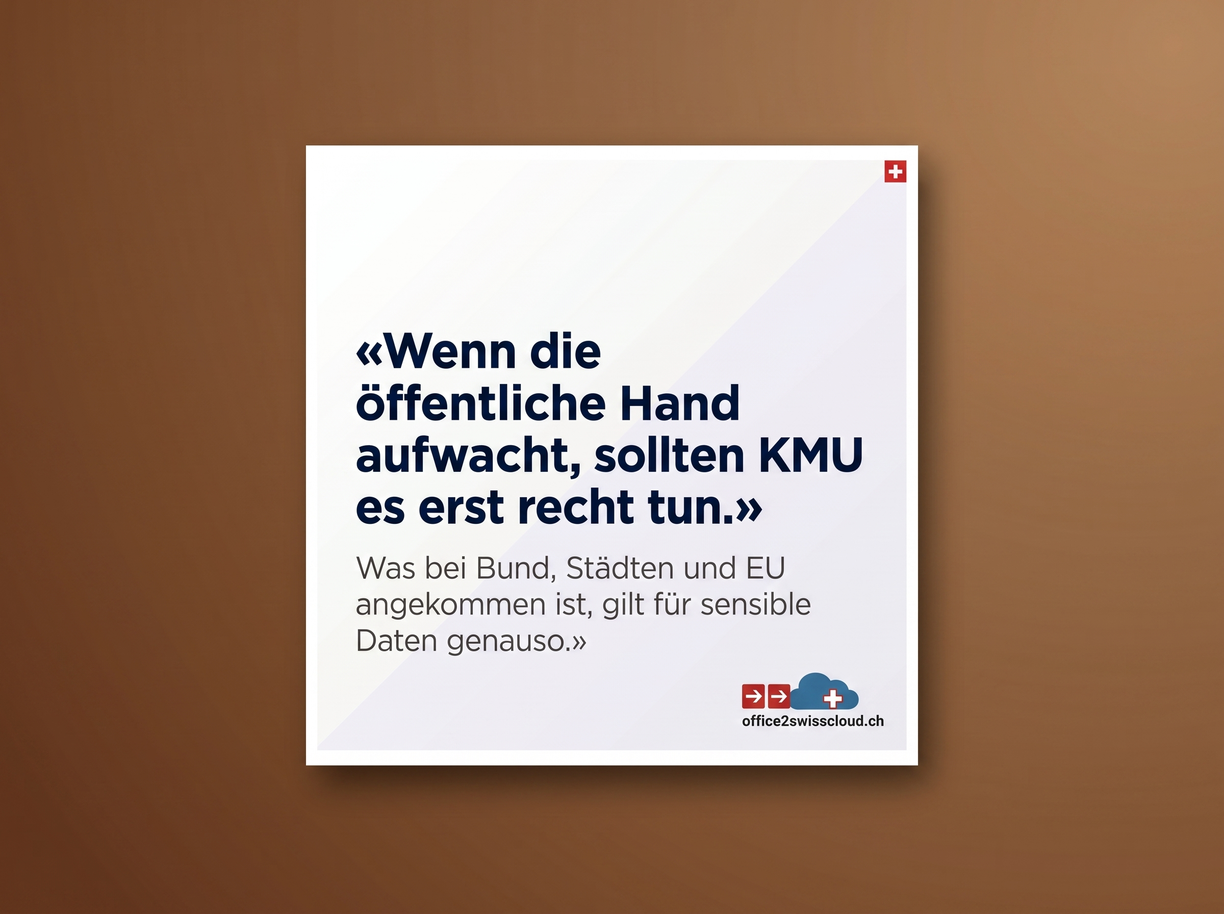 Cloud Migration auf 100 % Schweizer Server. Keine Datenweitergabe. Keine Kompromisse. Office2SuiteCloud, wenn die öffentliche Hand aufwacht.